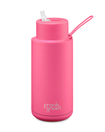 Frank Green Ceramic Reusable Bottle 1L / 34oz (Neon Pink)